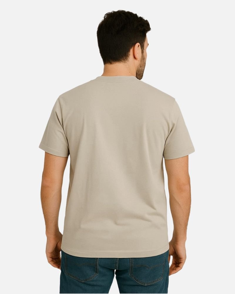 Beige Crew Neck T-Shirt Beige Crew Neck T-Shirt(Backside View)