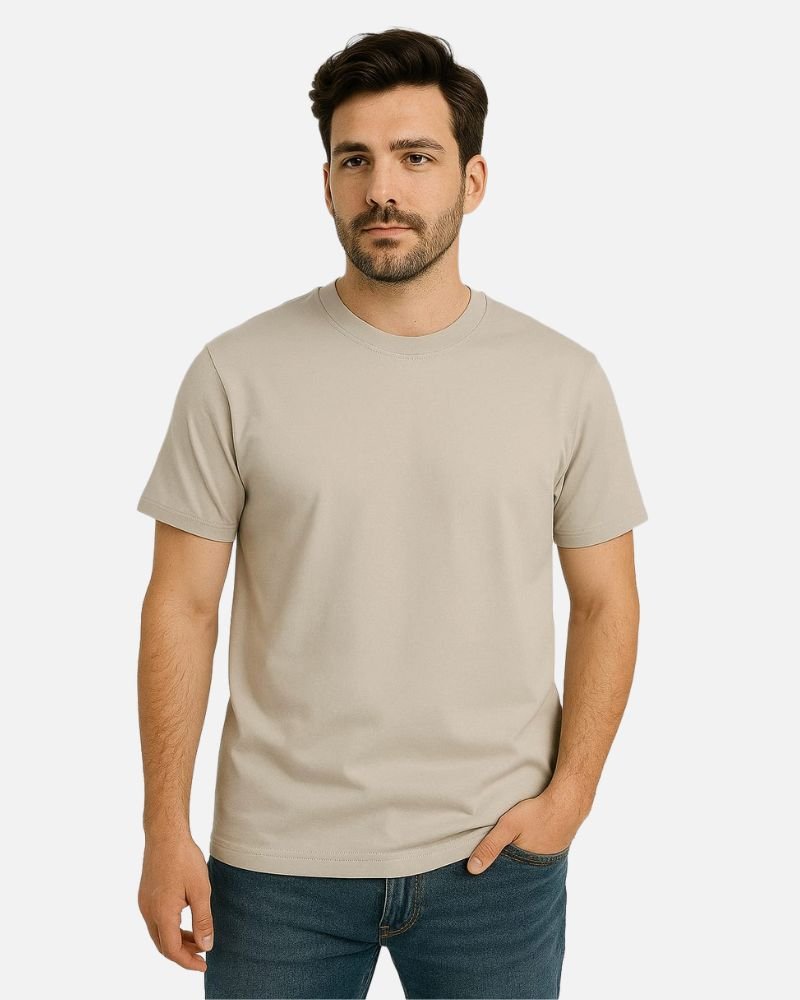 Beige Crew Neck T-Shirt(Front View)