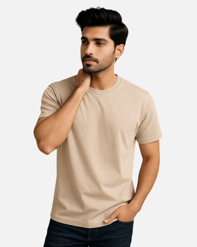 Beige Crewneck t-shirt Beige Crewneck t-shirt (frontside)