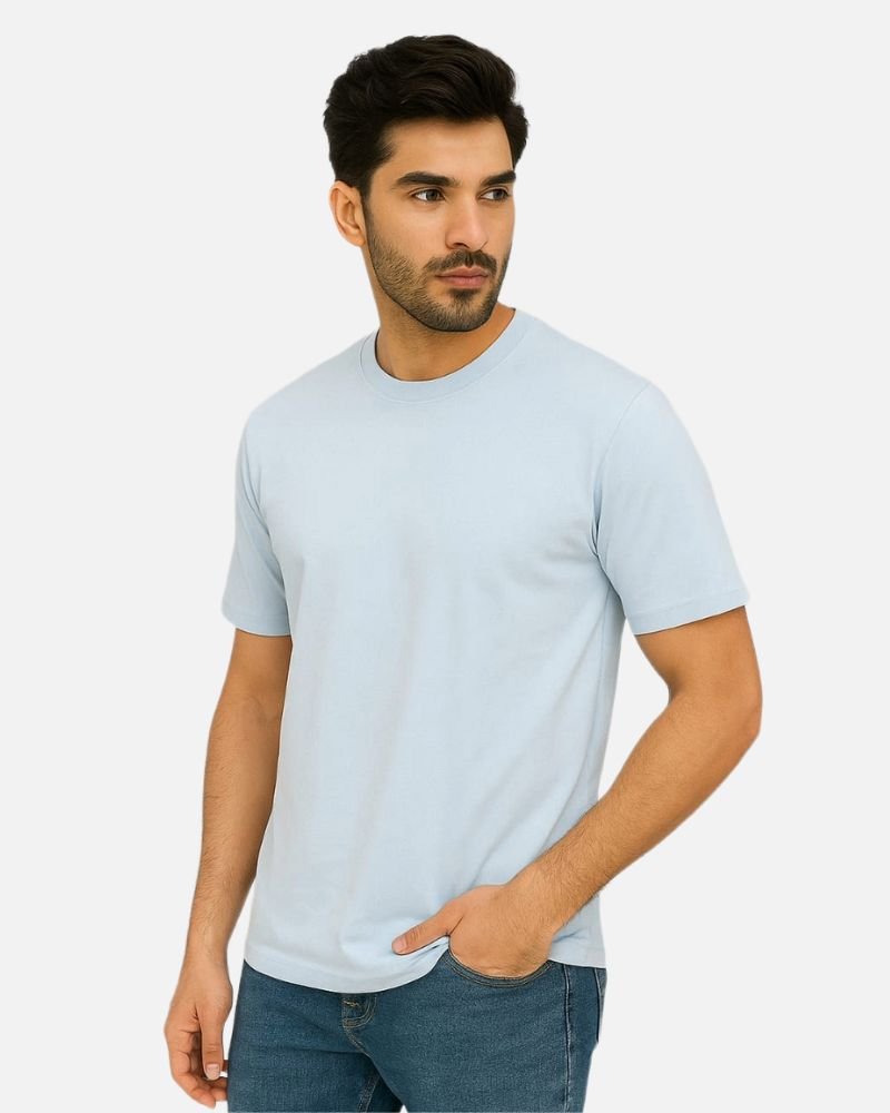 Light Blue Crew Neck T-Shirt ( Frontside)