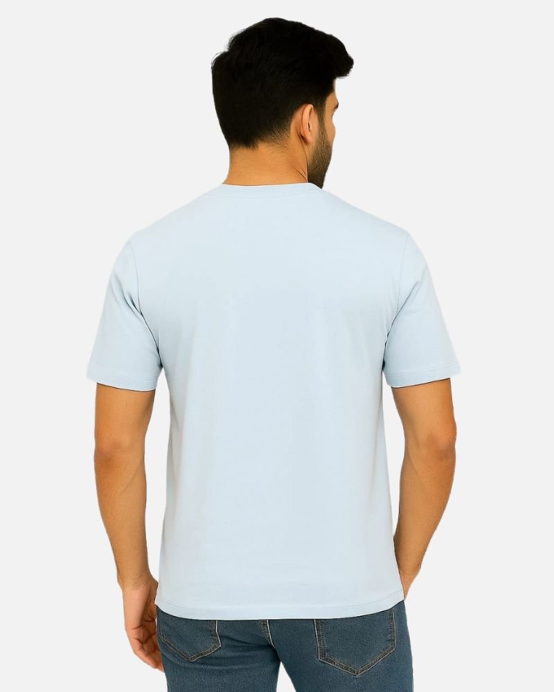 Light Blue Crew Neck T-Shirt(Backside) Light Blue Crew Neck T-Shirt(Backside)