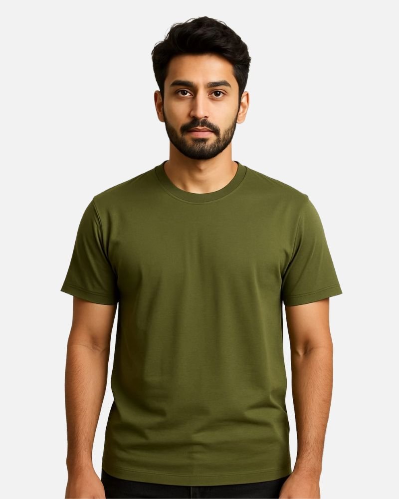Men’s Classic Olive Green Crewneck T-Shirt (front side)