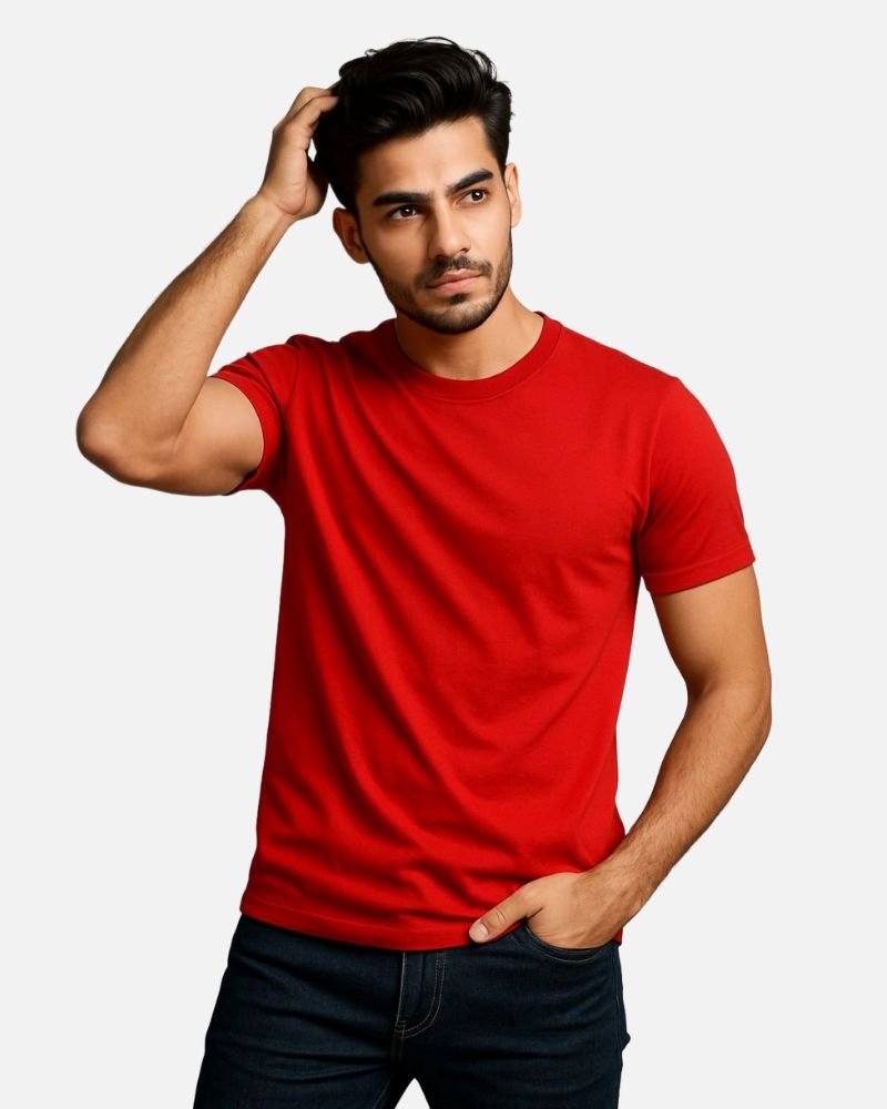 Red Crewneck t-shirt (frontside)